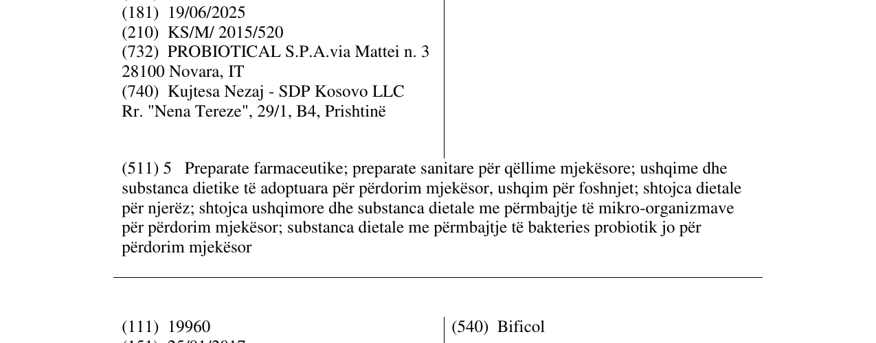 Zëri i markës Bificist në buletin