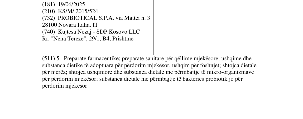 Zëri i markës Lactarrhea në buletin