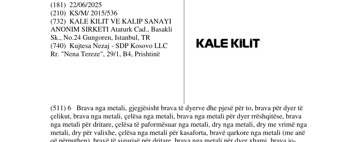Zëri i markës KALE KILIT në buletin