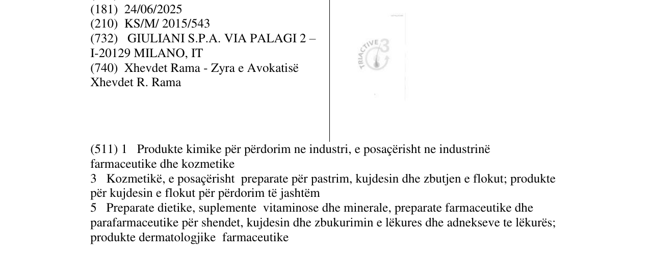 Zëri i markës TRIACTIVE3 në buletin