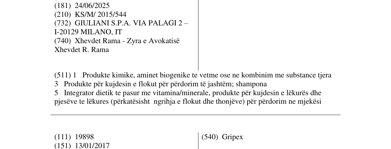 Zëri i markës BIOGENINA në buletin