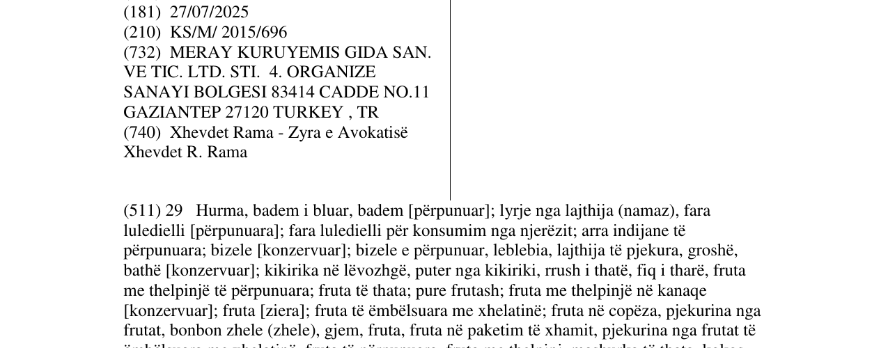 Zëri i markës MERAY në buletin