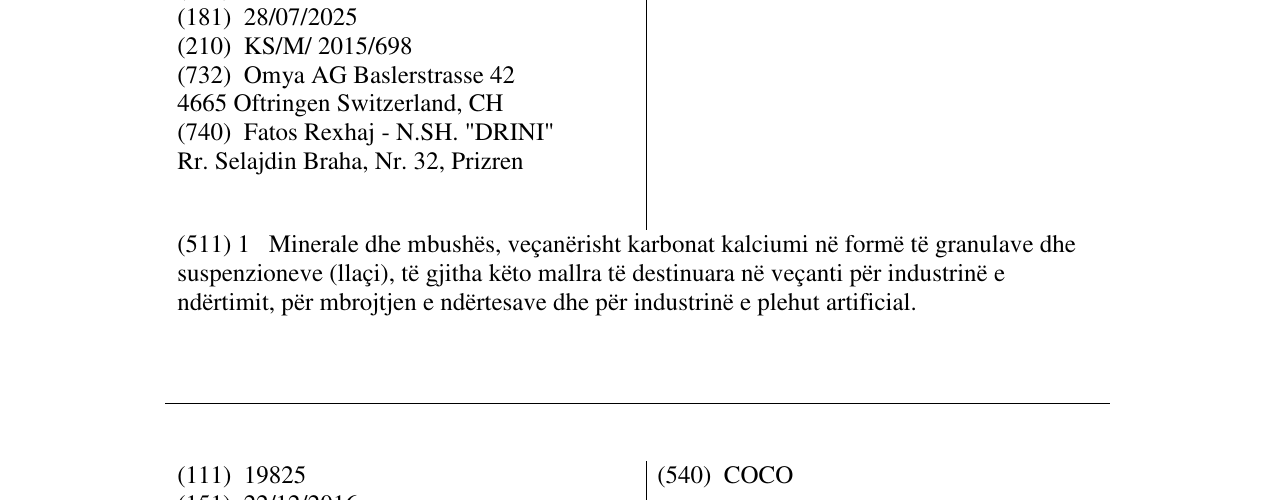 Zëri i markës Carolith në buletin