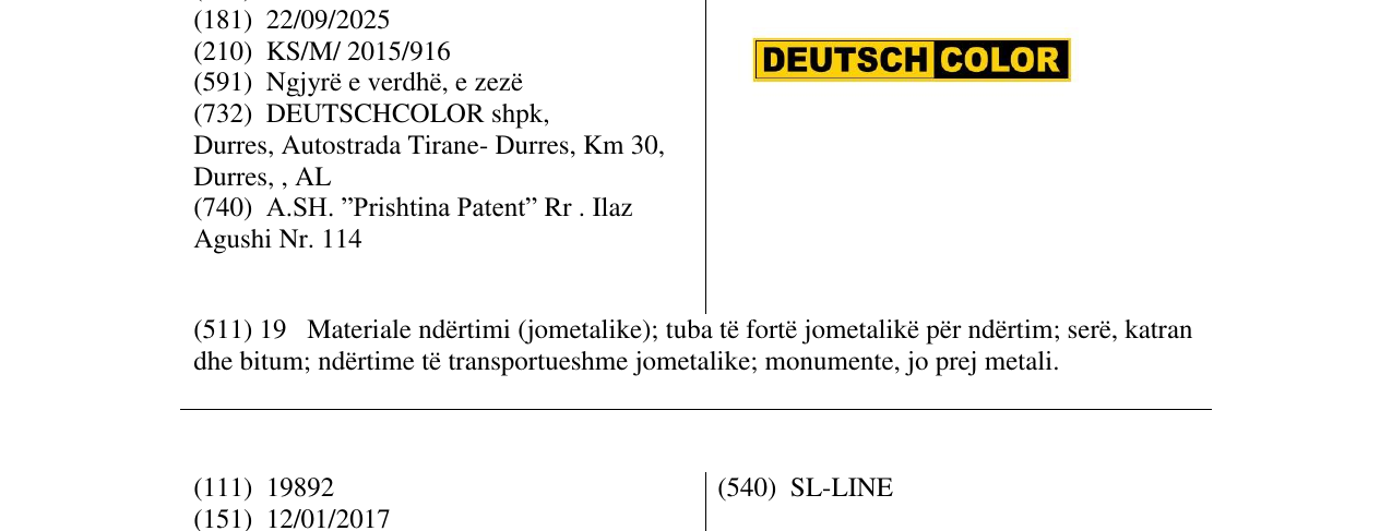 Zëri i markës DEUTSCH COLOR në buletin