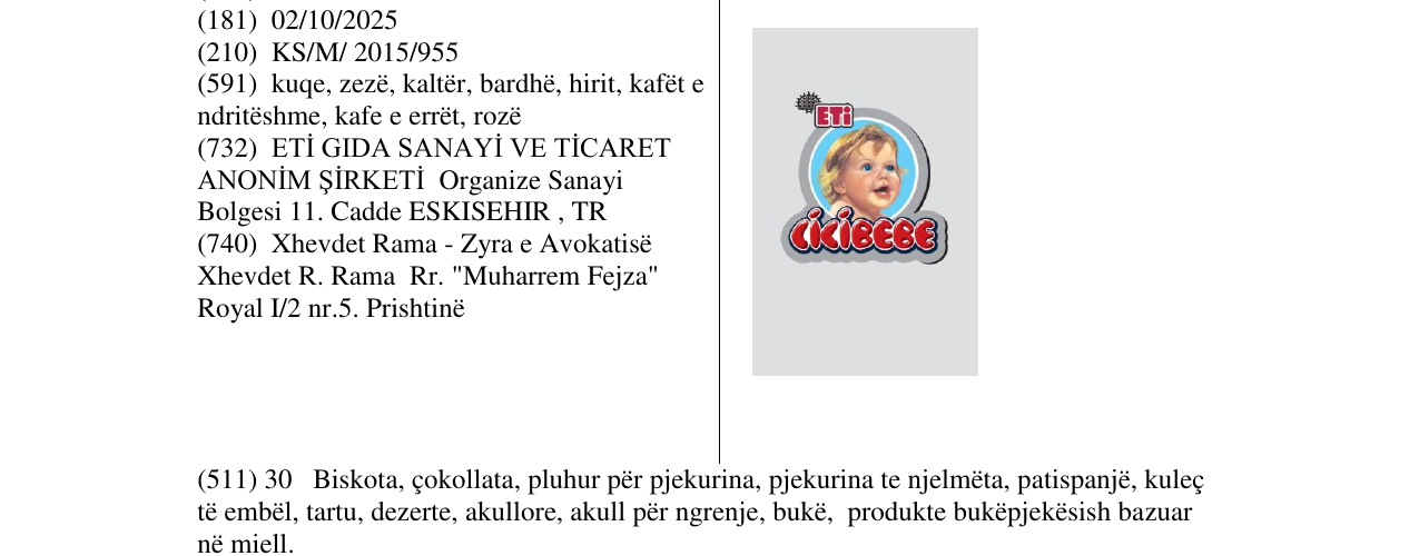 Zëri i markës ETi CIKIBEBE në buletin