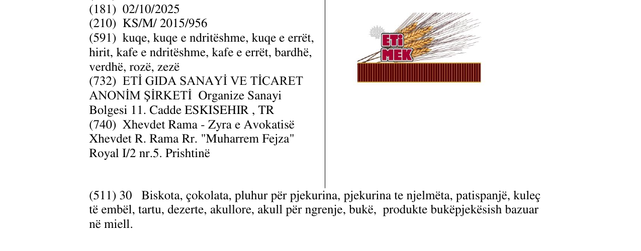 Zëri i markës ETi MEK në buletin