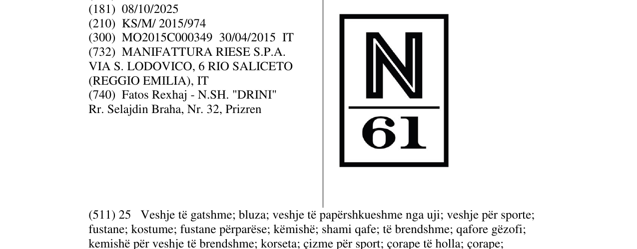 Zëri i markës N 61 në buletin
