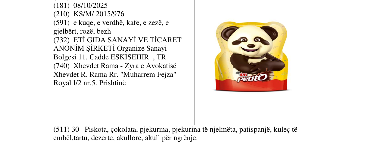 Zëri i markës ETi Petito në buletin