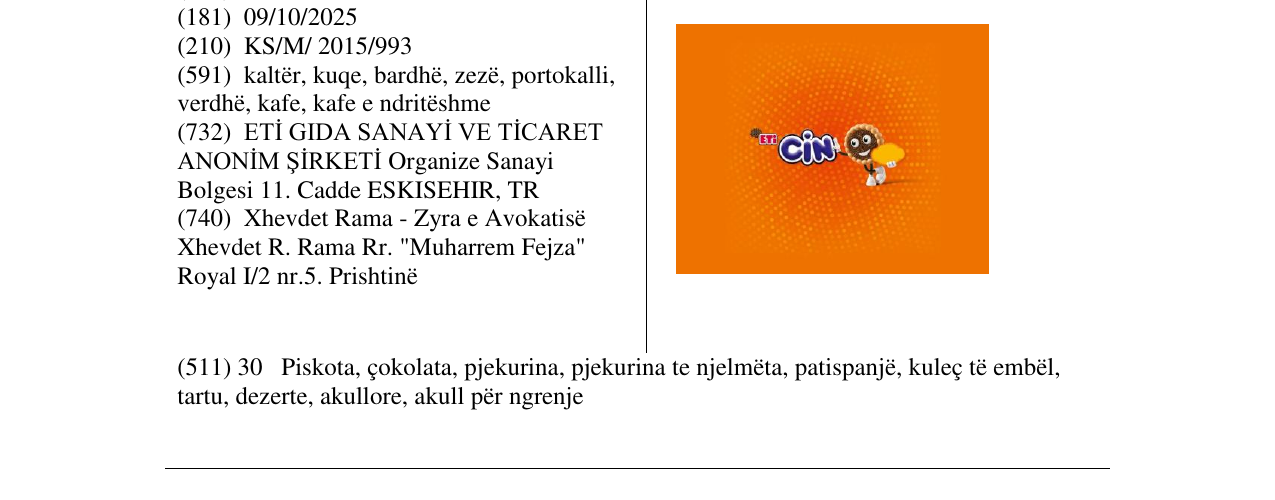 Zëri i markës ETi CiN në buletin