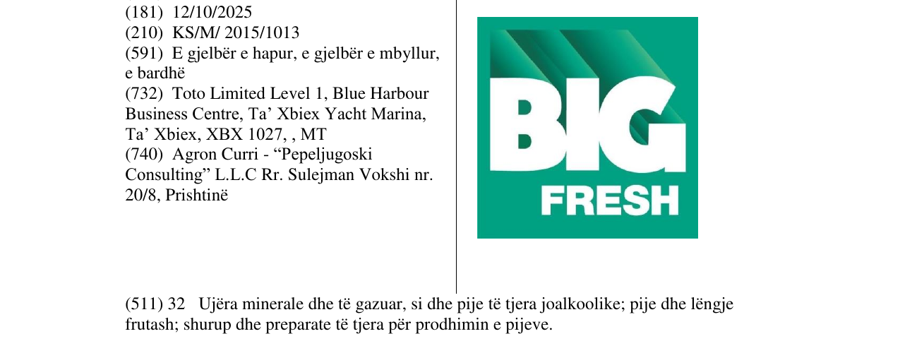 Zëri i markës BIG FRESH në buletin