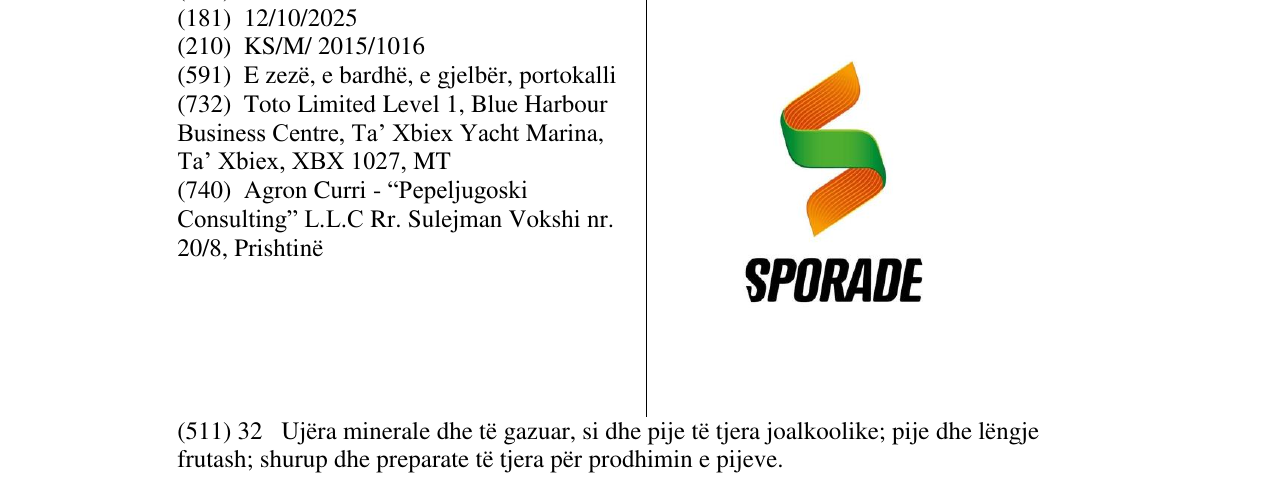 Zëri i markës SPORADE në buletin
