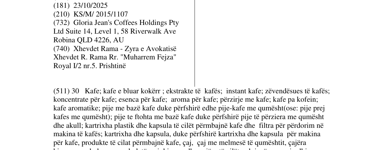 Zëri i markës GLORIA JEAN’S në buletin