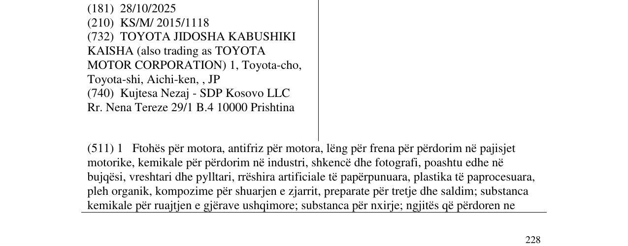Zëri i markës TOYOTA në buletin