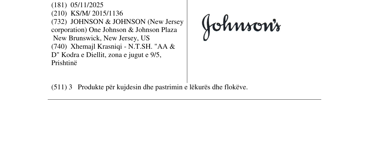Zëri i markës Johnson's në buletin