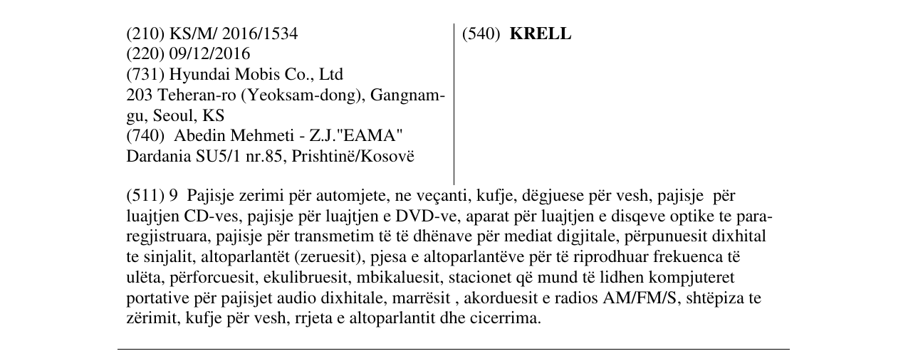 Zëri i markës KRELL në buletin