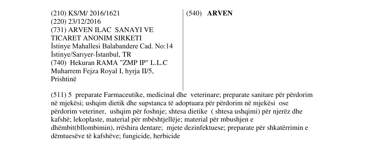 Zëri i markës ARVEN në buletin