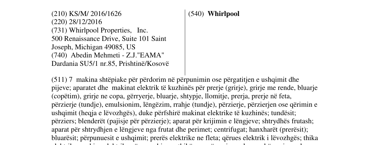 Zëri i markës Whirlpool në buletin