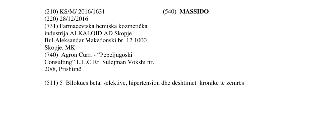 Zëri i markës MASSIDO në buletin