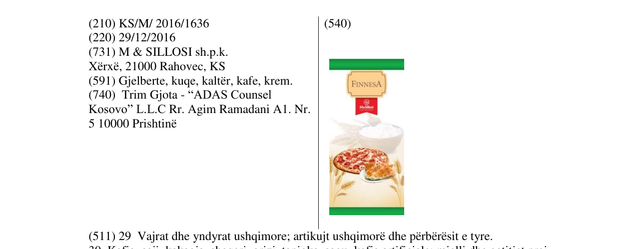 Zëri i markës FINNESA në buletin