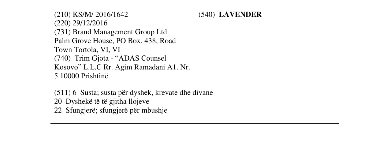 Zëri i markës LAVENDER në buletin