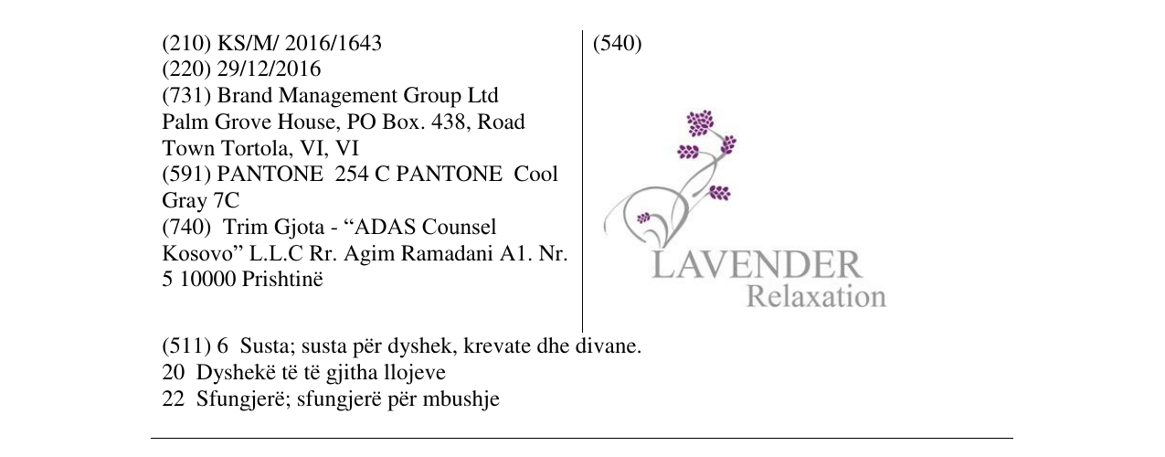 Zëri i markës LAVANDER Relaxation në buletin