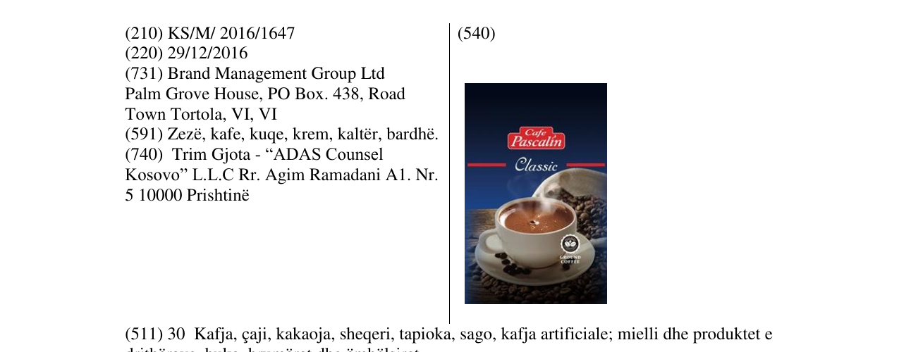 Zëri i markës Cafe Classic në buletin