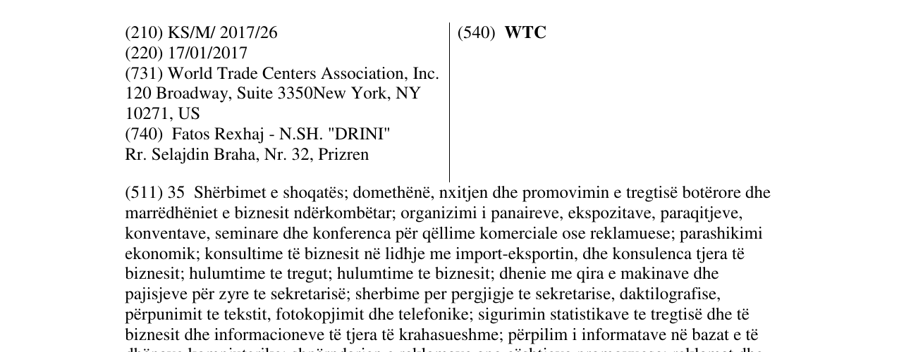 Zëri i markës WTC në buletin
