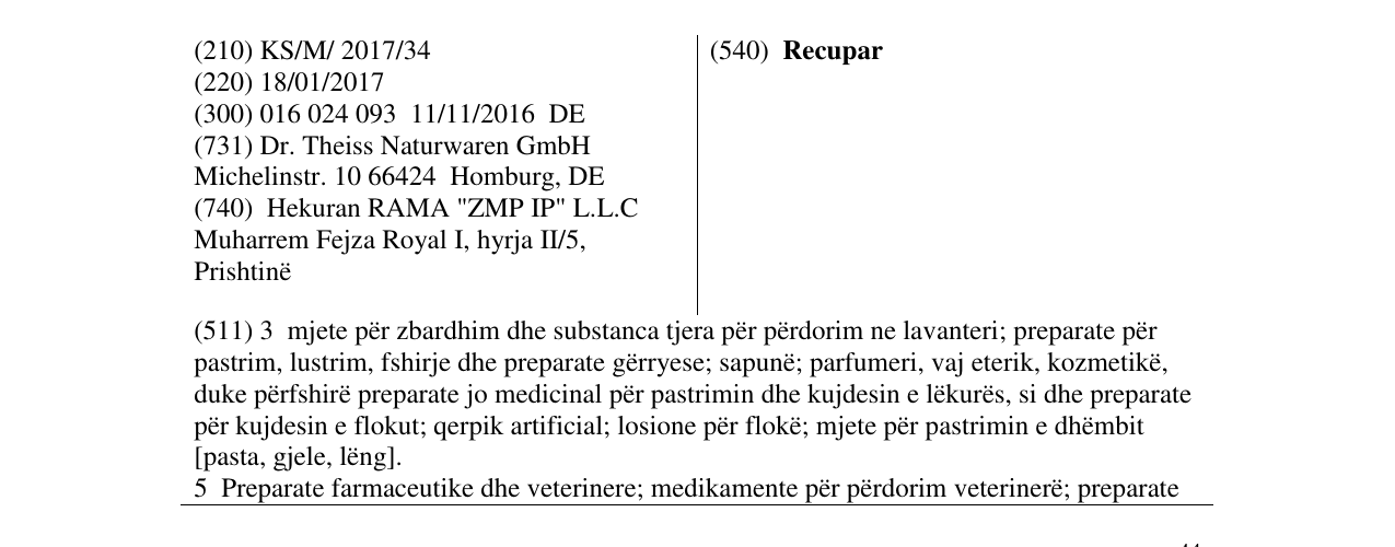 Zëri i markës Recupar në buletin