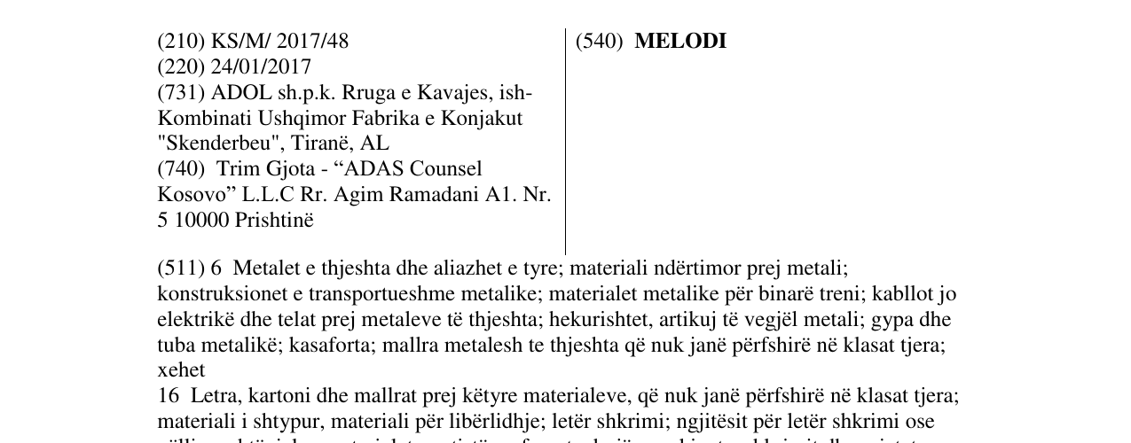 Zëri i markës MELODI në buletin