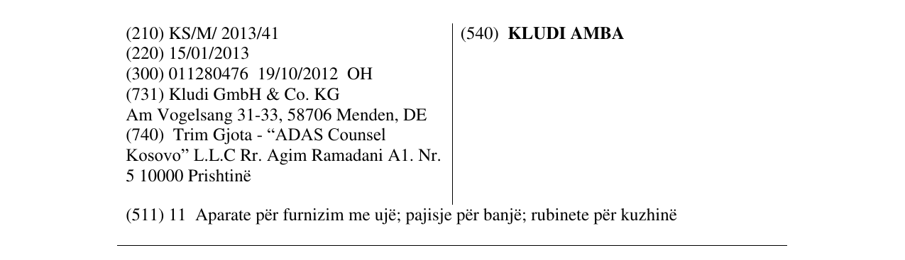 Zëri i markës KLUDI AMBA në buletin