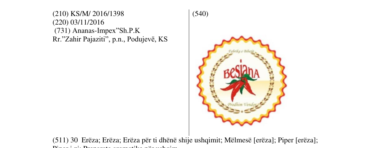 Zëri i markës Besiana në buletin