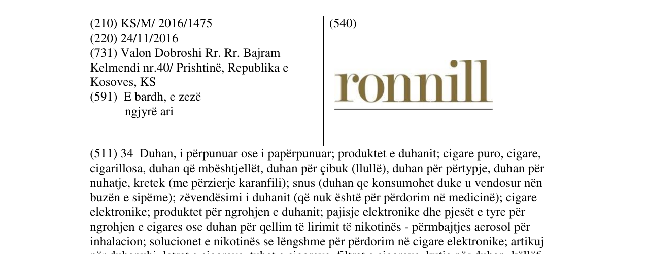 Zëri i markës ronnill në buletin
