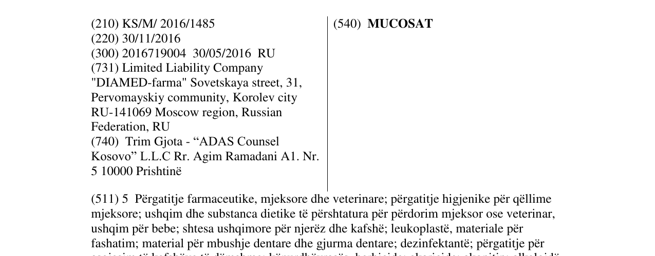 Zëri i markës MUCOSAT në buletin