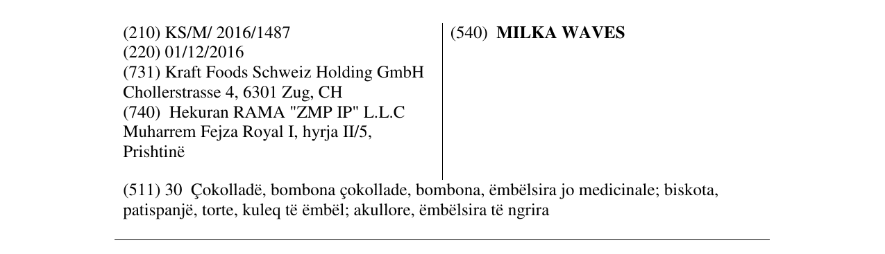 Zëri i markës MILKA WAVES në buletin