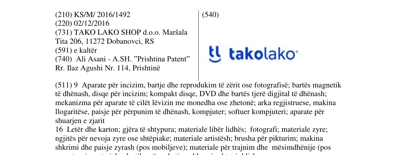 Zëri i markës tl takolako në buletin