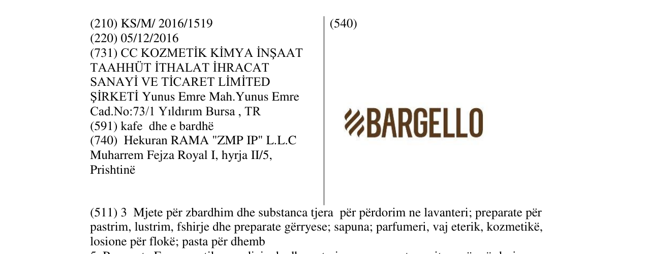 Zëri i markës BARGELLO në buletin