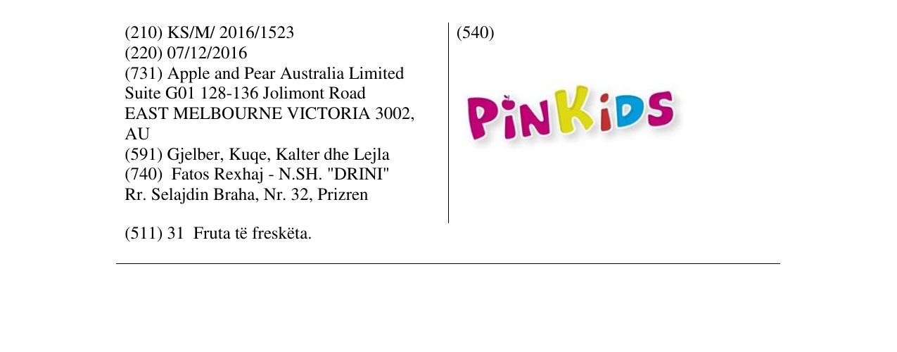 Zëri i markës PINKIDS në buletin