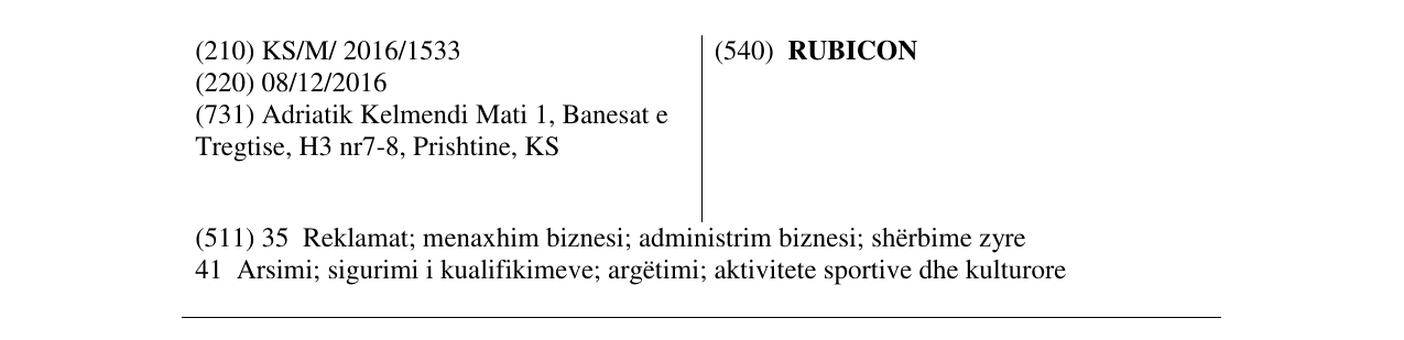 Zëri i markës RUBICON në buletin