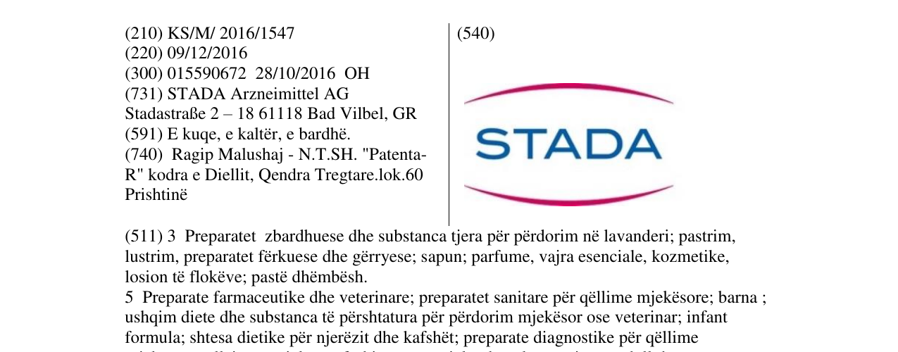 Zëri i markës STADA në buletin