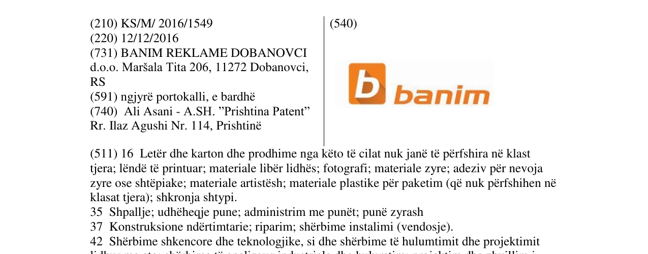 Zëri i markës banim në buletin
