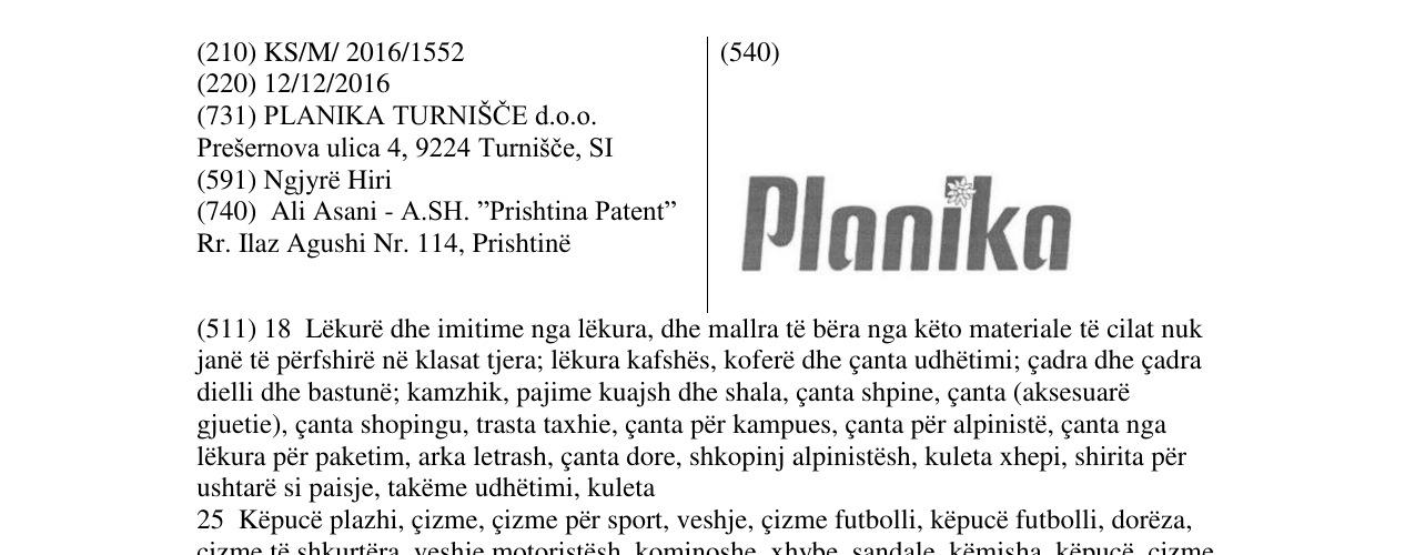 Zëri i markës Planika në buletin