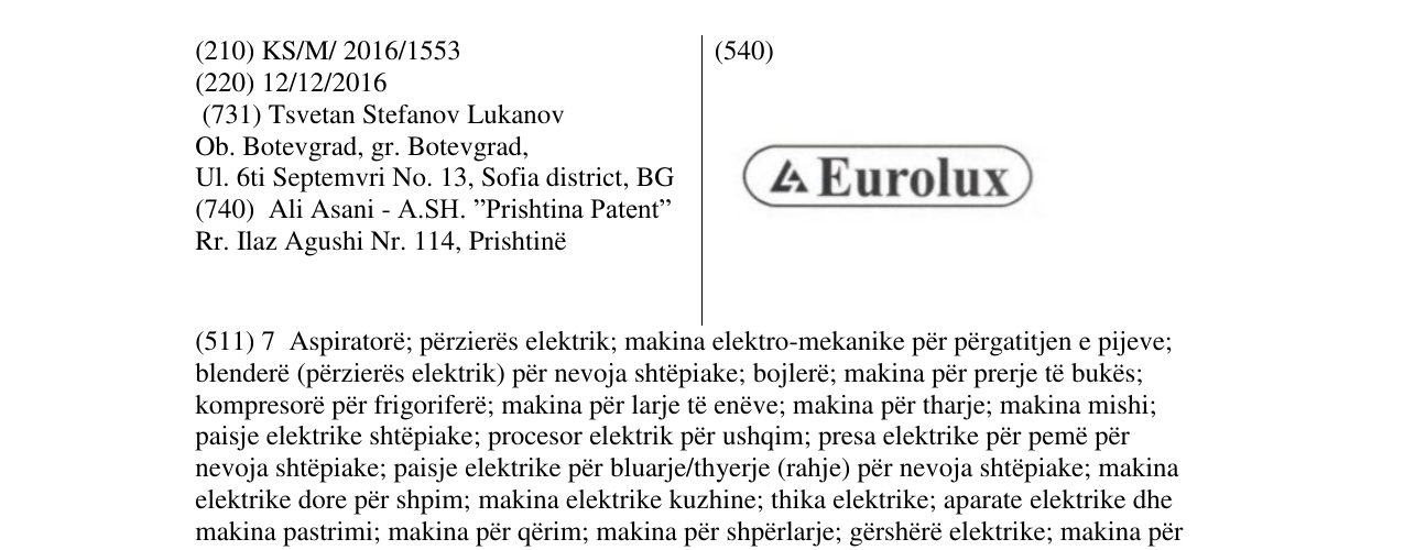 Zëri i markës Eurolukx në buletin