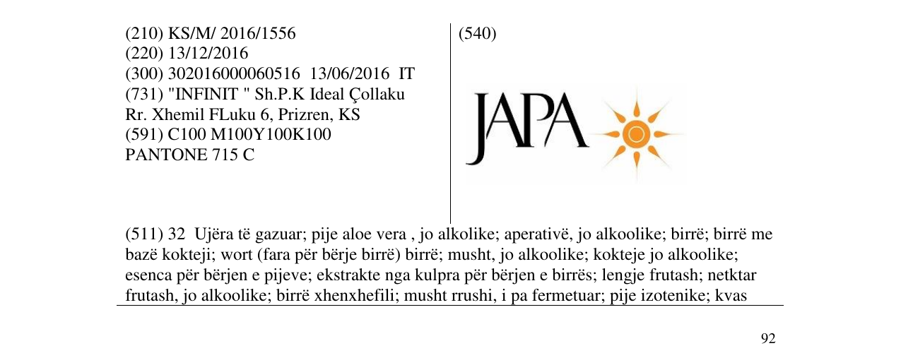 Zëri i markës JAPA në buletin