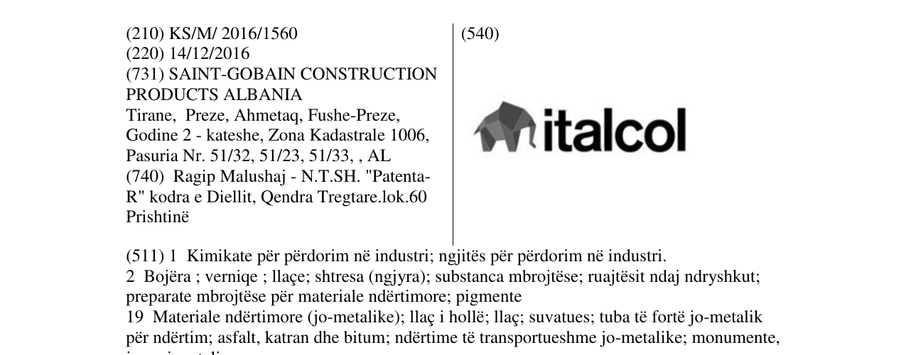 Zëri i markës italcol në buletin