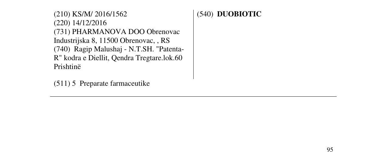 Zëri i markës DUOBIOTIC në buletin