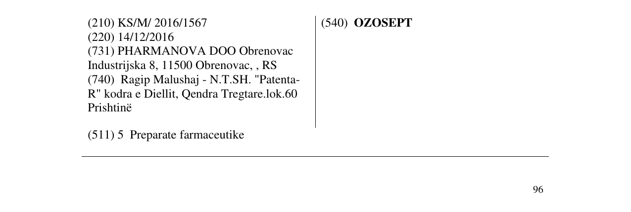 Zëri i markës OZOSEPT në buletin