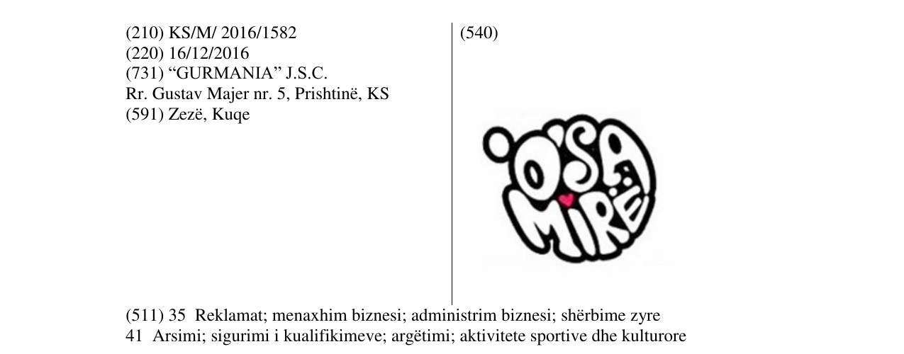 Zëri i markës O SA MIRE në buletin