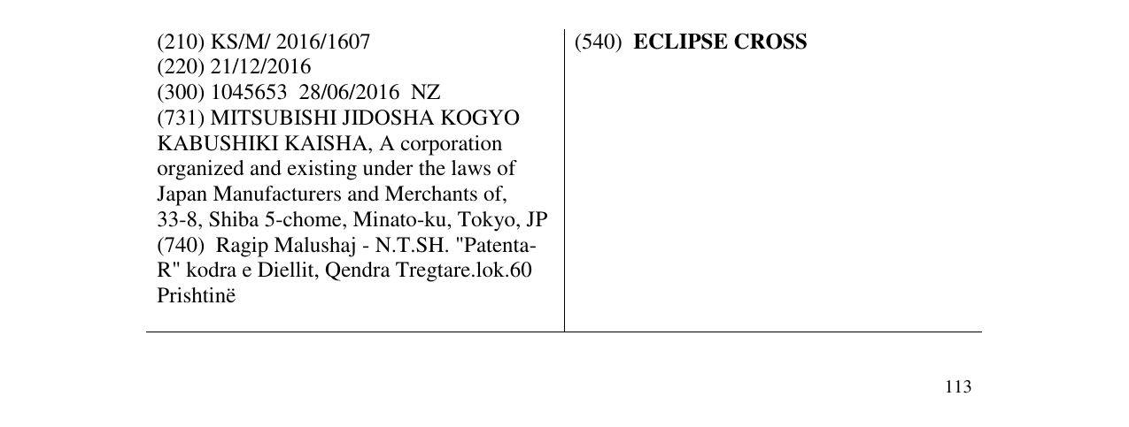 Zëri i markës ECLIPSE CROSS në buletin