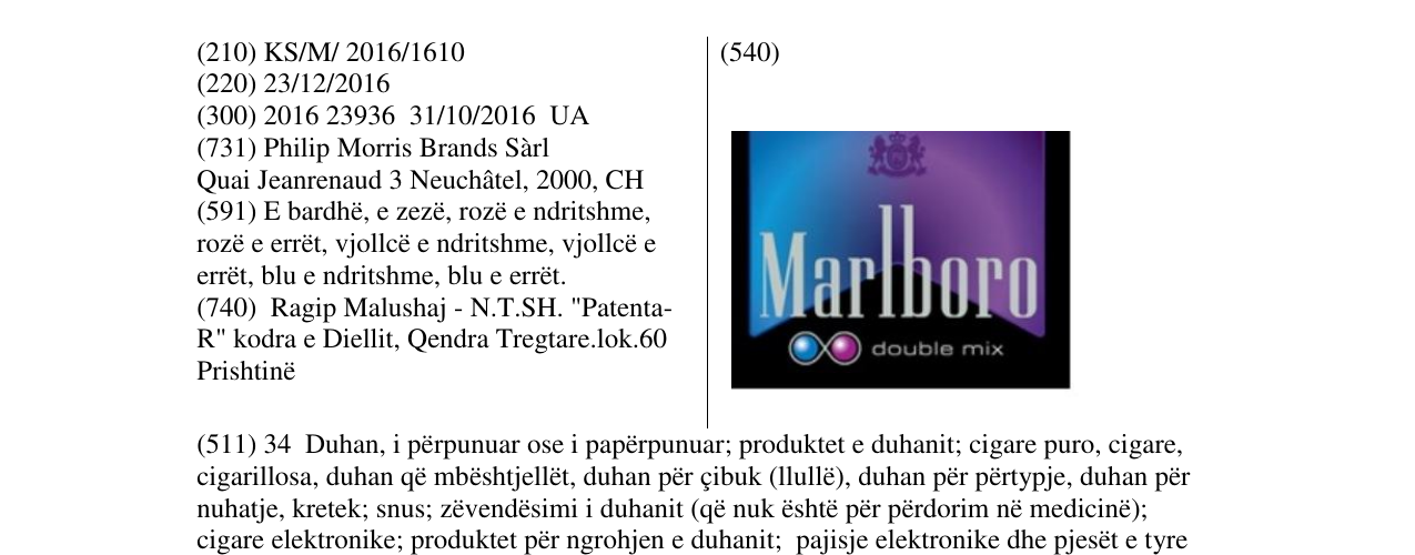 Zëri i markës Marlboro në buletin