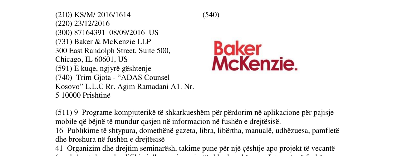 Zëri i markës Baker McKenzie. në buletin